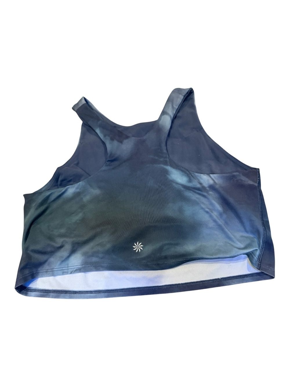 Athleta Medium Sports Bra Tie Dye Blue Gray Longline Crop Athletic Top. GUC - Picture 8 of 11